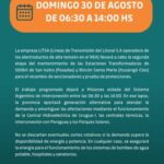 Mantenimiento energético en San Isidro este domingo