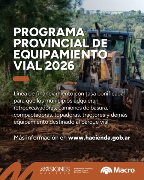 Programa de equipamiento vial 2026 en Misiones